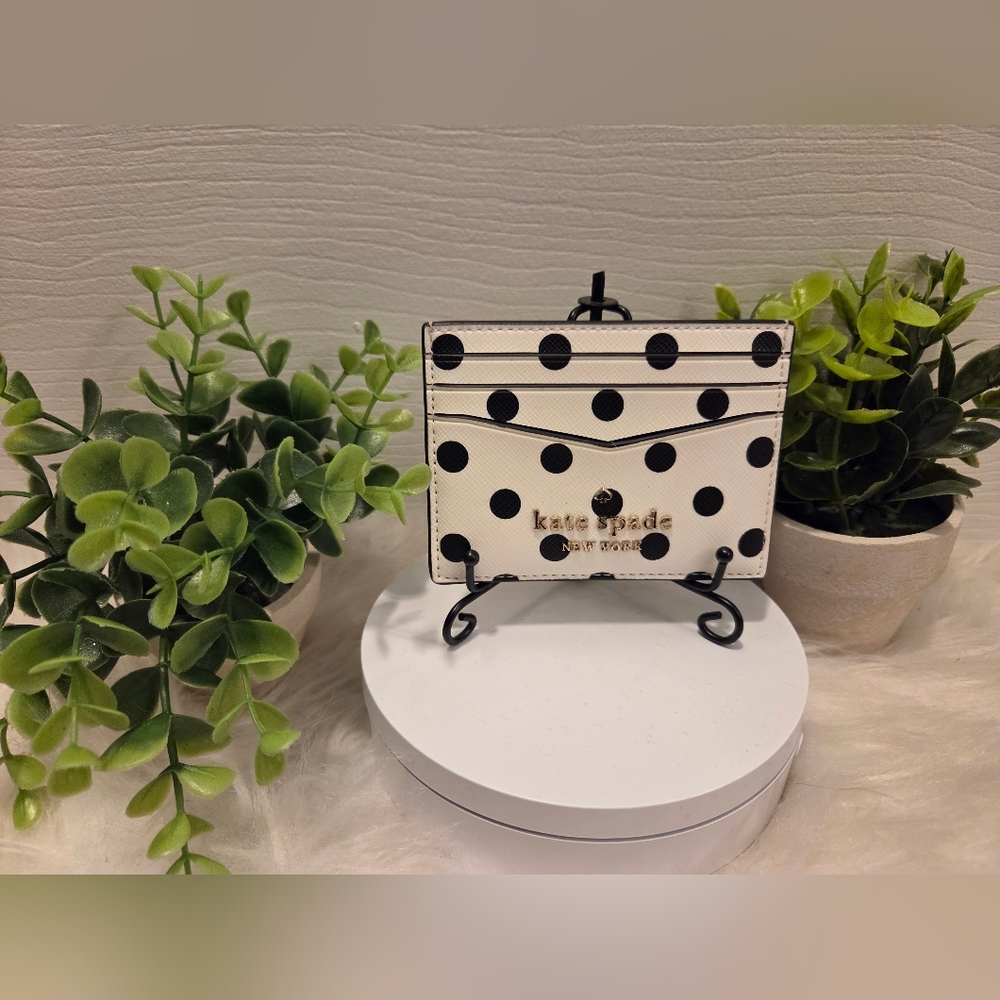 Kate Spade White and Black Polka Dot Card Holder